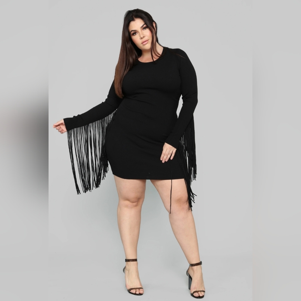 Rock & Roll Bodycon Dress with Fringe - Size XL - Perfection!
